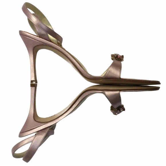 Dazzling Pink Satin Dress Sandals Heels, Bejeweled Straps, Adjustable Sz 8.5 NIB - Picture 7 of 16